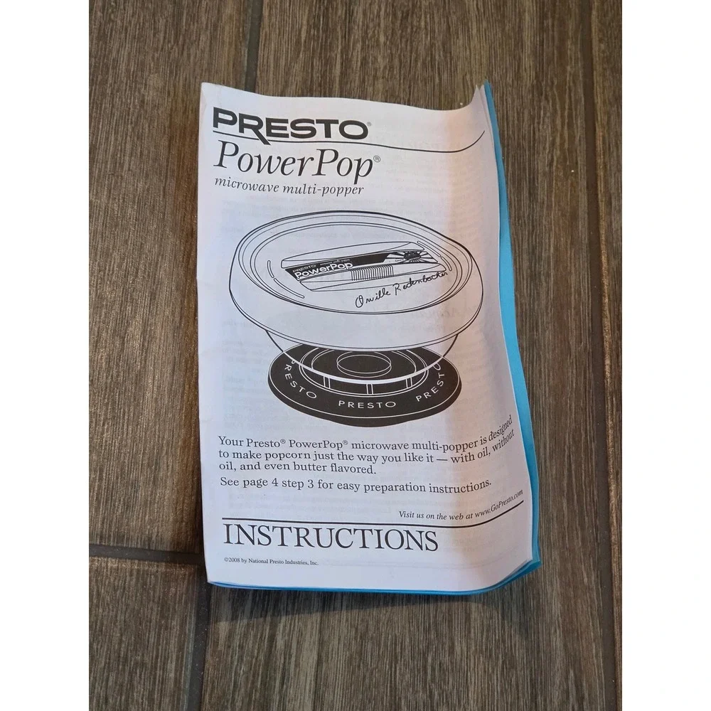 Presto PowerPop Microwave Multi-Popper 04830 Orville Redenbacher with PowerCups